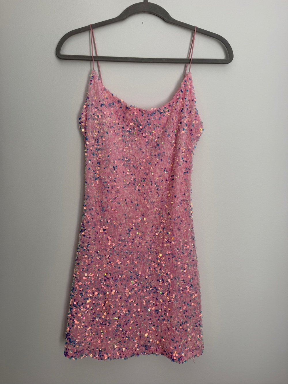 B Darlin Pink Sequin Mini Slip Dress